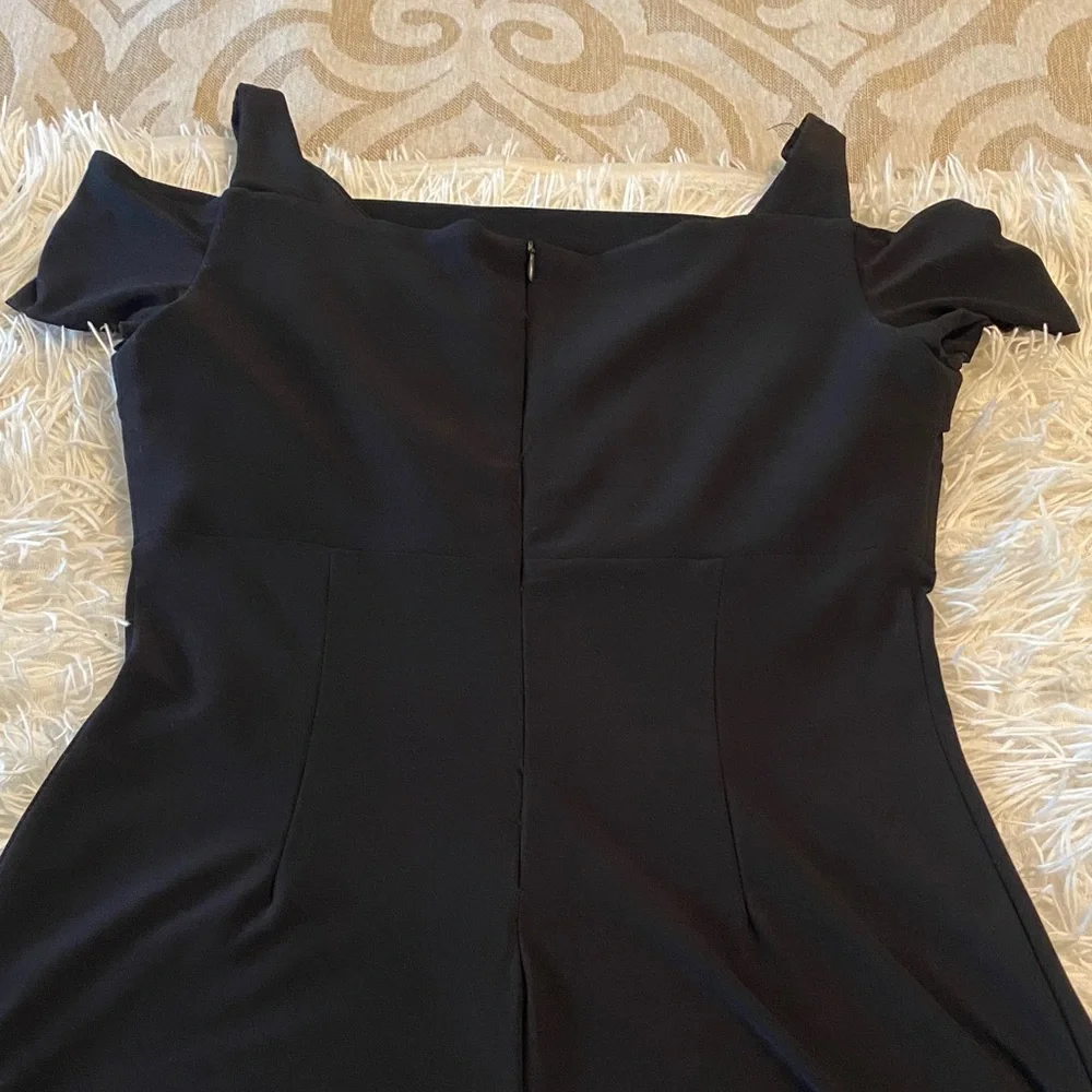 Nightway Black Off Shoulder Wide Leg Jumpsuit Petite 4P Elegant Cocktail Evening - Picture 9 of 9